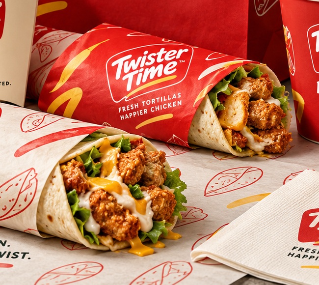 Fresh Twister tortilla wrap prepared with crispy chicken